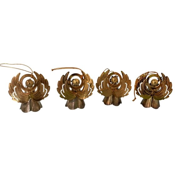 Vintage Christmas Tree Ornaments Set of 4 Vintage Metal Angel Music Themed - Picture 3 of 6
